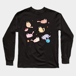 Cats in space - funny kitty cats floating in space Long Sleeve T-Shirt